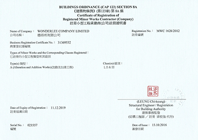 BD Minor Works Contractor MWC1628/2012