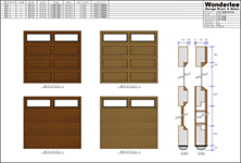 Drawing of tilt garage door in wood and tempered glasses