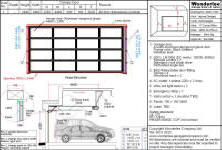 Shop drawing of 1-piece canopy garage door made with Aluminum and frosted tempered glasses