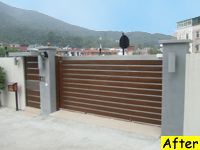 Stainless steel and wood slide gate