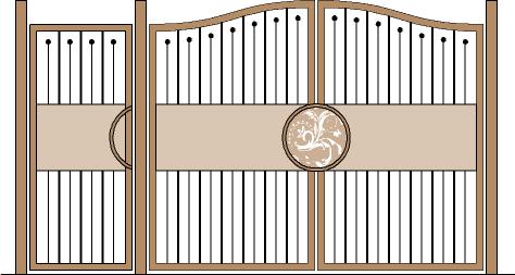 Elevation, dove gate with pedestrian access