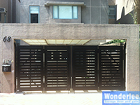 Steel frame wood cladding folding gate