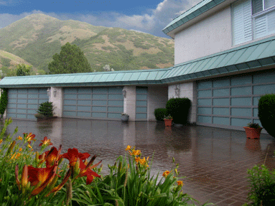 Aluminum frosted tempered glass garage door