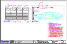 Drawing of 4m wide 1-piece aluminum garage door